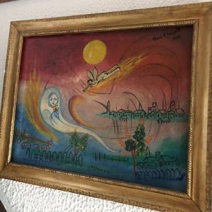 FANTASMA DE SE?ORA CON FLORES Y ANGEL EN LLAMAS