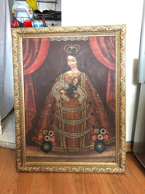 020.jpg VIRGEN CON NI?O JESUS PEQUE?O Y DOS FLOREROS VERDES - Image 1