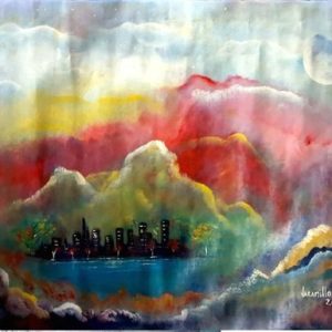 PAISAJE NOCTURNO DE CIUDAD, COLORES VIVOS