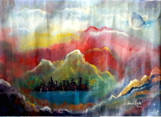 1001.jpg PAISAJE NOCTURNO DE CIUDAD, COLORES VIVOS - Image 1