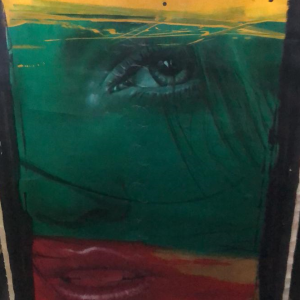 TECNICA MIXTA SOBRE LIENZO, SERIE JUNTOS LA JAMAICANA DEL PINTOR CUBANO DANYS OZUNA MILO