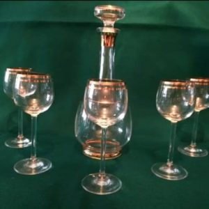 JUEGODE CRISTALERIA PARA VINO, BORDE ARO ORO