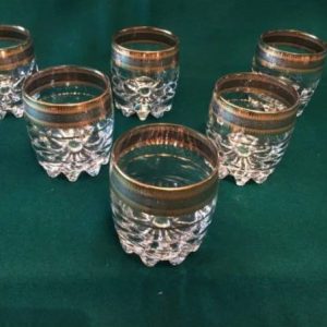 JUEGO VASOS WHISKY BORDE ARO ORO