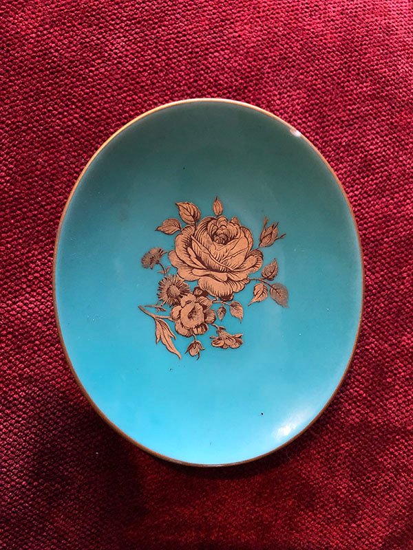 116.jpg PLATO VERDE CON ROSAS ROSADAS - Image 1