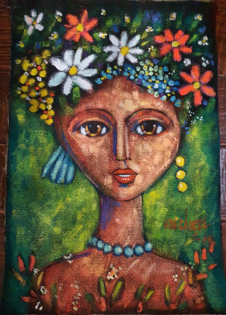 1178.jpg OLEO SOBRE YUTE, MUJER EXPLENDIDA, ALVARO VALCARCEL - Image 1