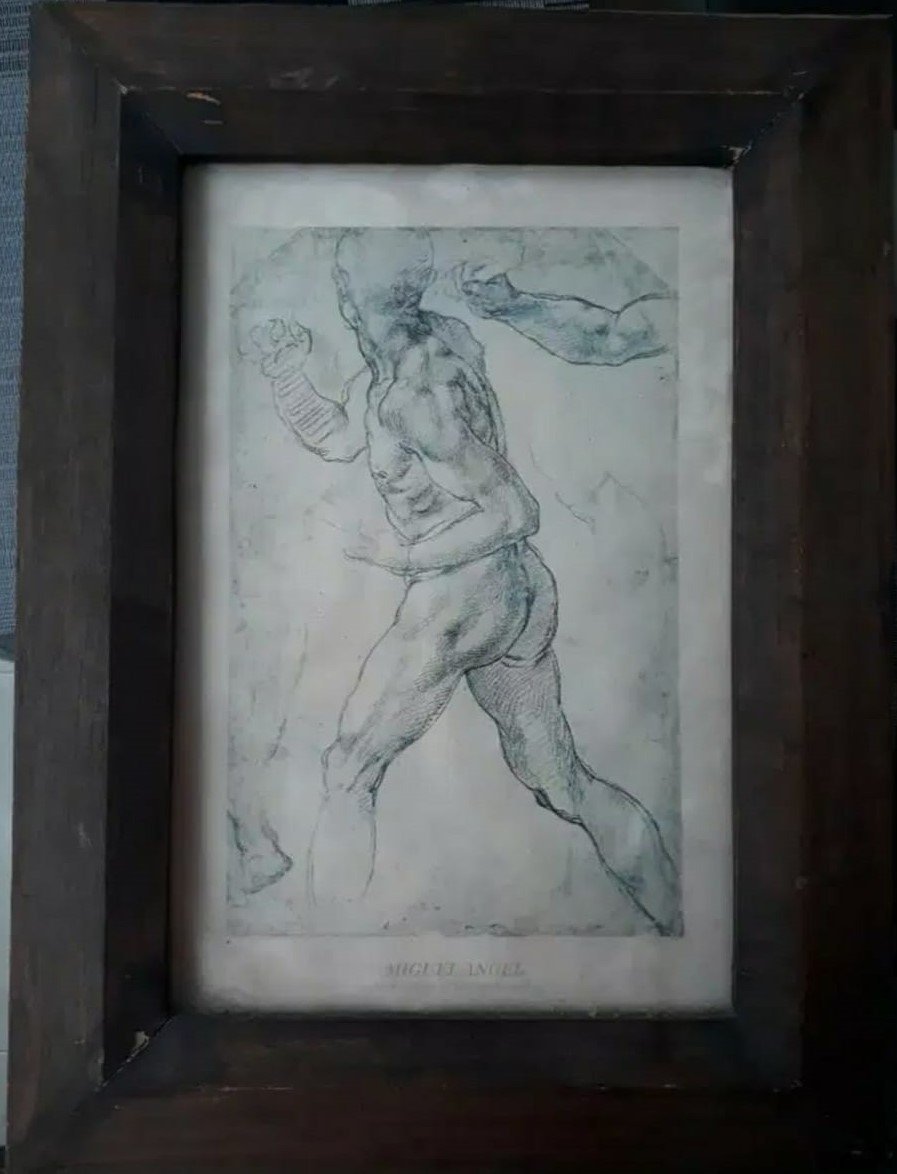 1188.jpg LITOGRAFIA ESTUDIO DE DESNUDO VIRIL VUELTO HACIA LA IZQUIERDA, MIGUEL ANGEL - Image 1