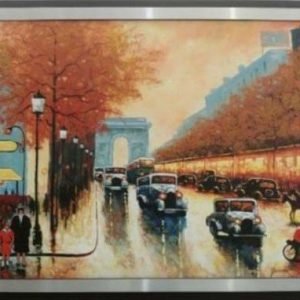 OLEO SOBRE LIENZO, ESCENA PARISINA EL ARCO DEL TRIUNFO