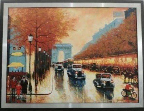 1200.jpg OLEO SOBRE LIENZO, ESCENA PARISINA EL ARCO DEL TRIUNFO - Image 1