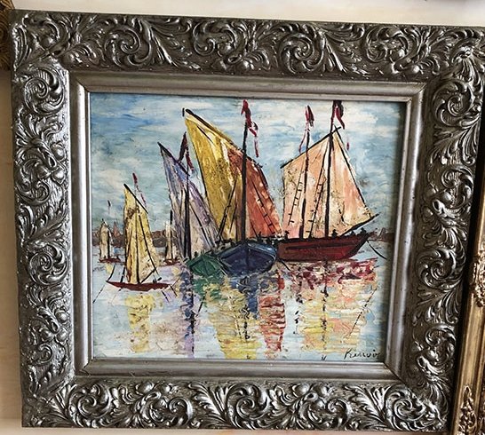 211-e1576035468620.jpg MARINA CON 3 VELEROS GRANDES ROJO AZUL VERDE Y 3 PEQUE?OS - Image 1