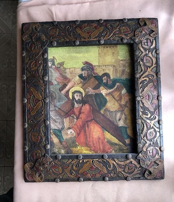 219-e1576382258752.jpg JESUCRISTO CAIDO LLEVANDO LA CRUZ CON SOLDADOS - Image 1