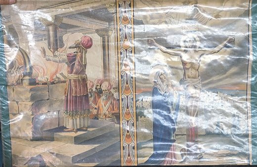 287-e1575778329716.jpg LEYENDAS BIBLICAS PINTADOS EN PAPEL SOBRE TELA MAGO CON FUEGO - Image 1