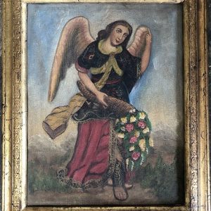 ARCANGEL CON FLORES ROJAS Y AMARILLAS HACIA ABAJO