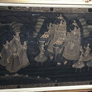 BAILARINAS DE LA INDIA 2 SOBRE ELEFANTES FONDO NEGRO