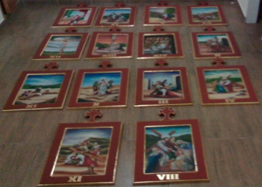 772.jpg 14 PASOS DE VIACRUCIS AL OLEO CON MARCO - Image 1