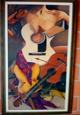 795.jpg PINTURA ABSTRACTA DE MUJER, FORMA DE GUITARRA - Image 1