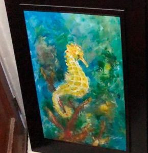 CABALLO DE MAR PERFIL DERECHO, MARCO Y CONTRA MARCO EN MADERA