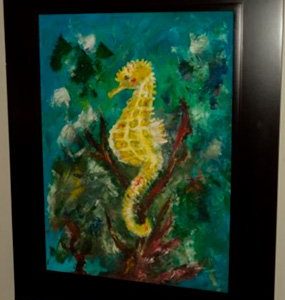 CABALLO DE MAR PERFIL IZQUIERDO, MARCO Y CONTRA MARCO EN MADERA