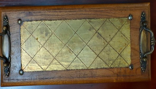 830.jpg LINDA TABLA TENTEMPIES, MADERA Y BRONCE - Image 1