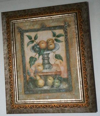 841.jpg BODEGON OLEO SOBRE LIENZO, TERMINADO PLATEADO, ENMARCADO DE LUJO, MOTIVO FRUTERO - Image 1