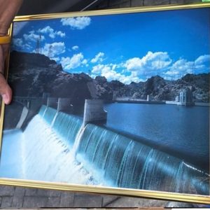 LITOGRAFIA, FOTOGRAFIA CATARATAS DEL NIAGARA, ENMARCADA MARCO DORADO EN ALUMINIO