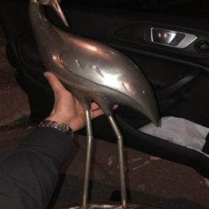 GARZA ESTILIZADA EN ACERO 36 CM ALTO