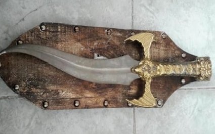 913-e1576068852213.jpg ANTIGUA DAGA MEDIEVAL, BASE MADERA - Image 1