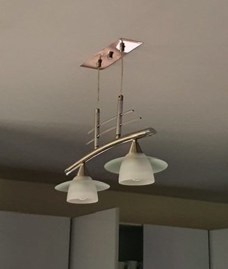 964.jpg LAMPARA DE TECHO, MODERNA, 2 LUCES, TERMINADOS ACERO Y VIDRIO VICELADO - Image 1