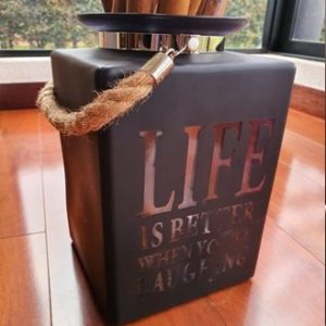 RECIPIENTE DECORATIVO, FLORERO VIDRIO FONDEADO NEGRO