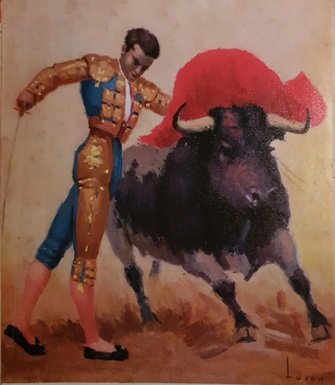 975.jpg PASE DE PECHO, PASO DE TOREO, OLEO SOBRE LIENZO - Image 1