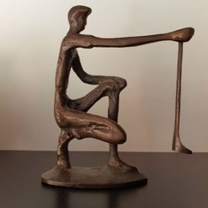 GOLFISTA DE RODILLAS, TRANCA LIBROS, HIERRO