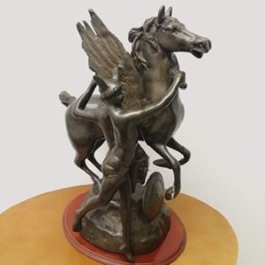 PERCEO Y PEGASO, ESCULTURA MITOLOGIA GRIEGA, BRONCE PATINADO